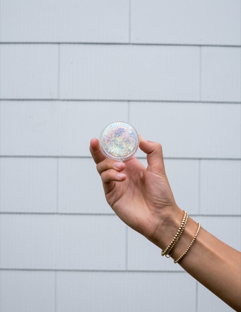 Chalet — a jar of iridescent white biodegradable face & body glitter
